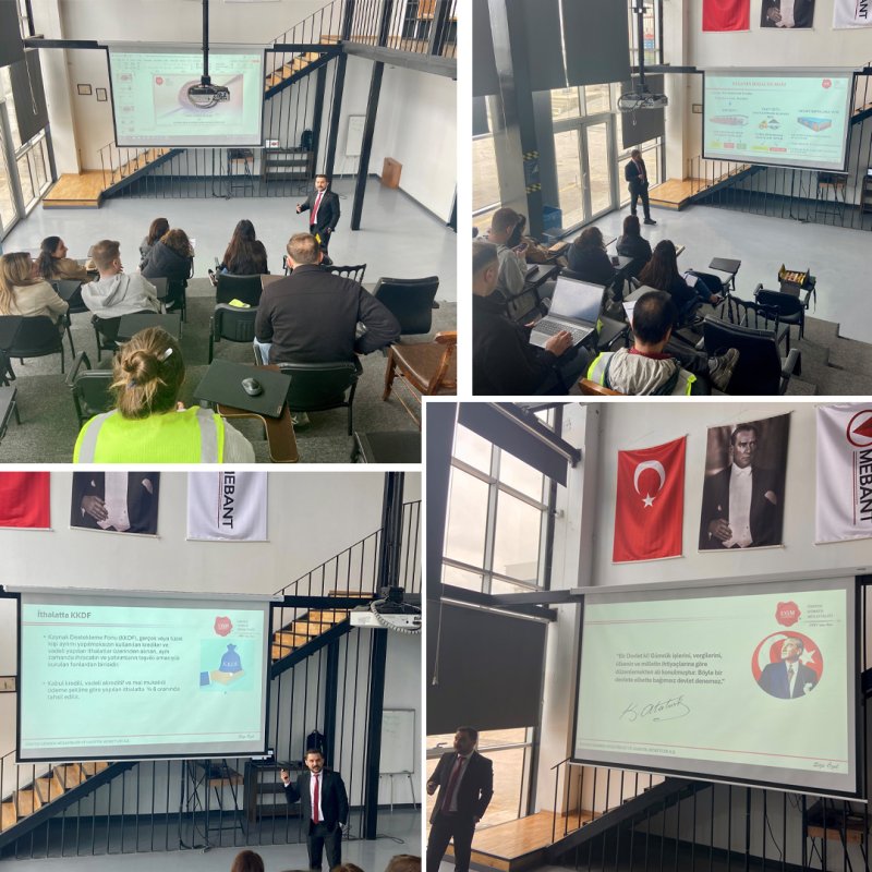Mebant İzolasyon ve Bant Sanayi A.Ş. firmamıza “Gümrük ve Dış Ticaret Mevzuatı” konusunda eğitim verilmiştir.