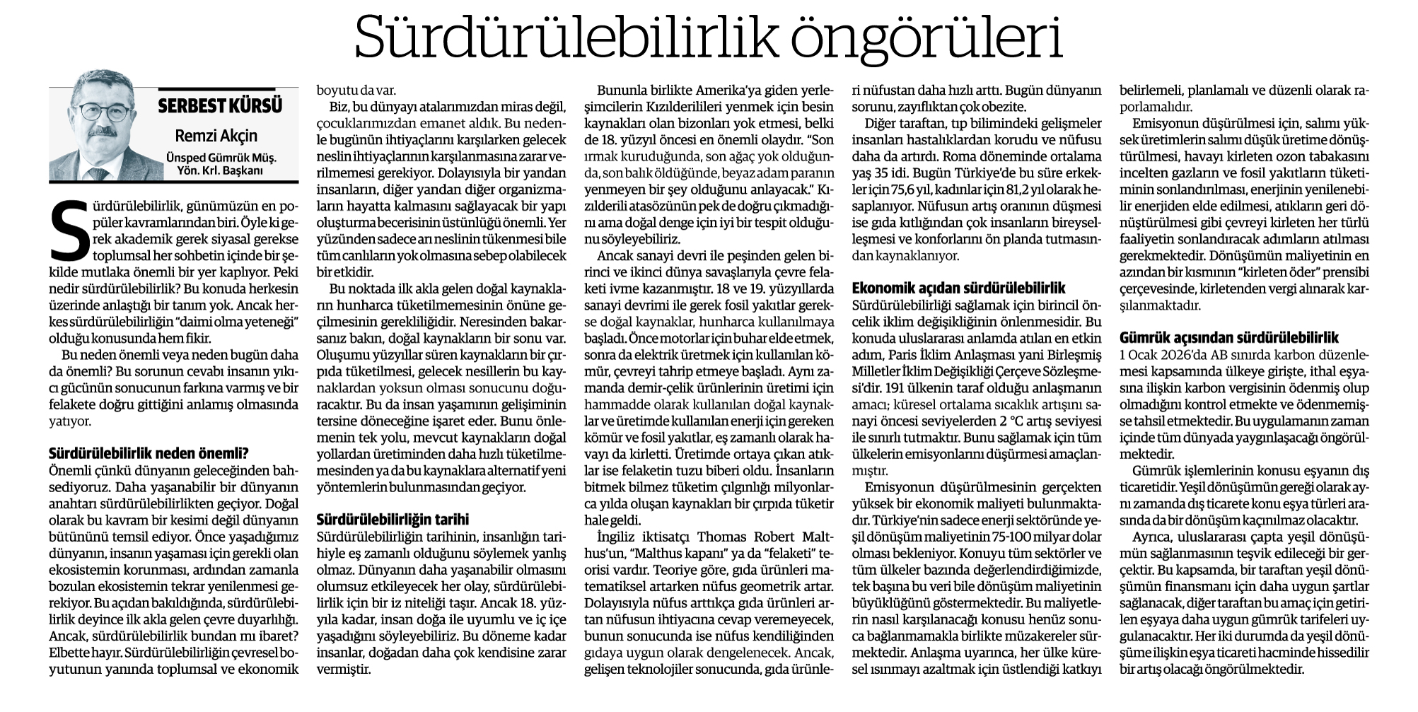 SÜRDÜRÜLEBİLİRLİK ÖNGÖRÜLERİ