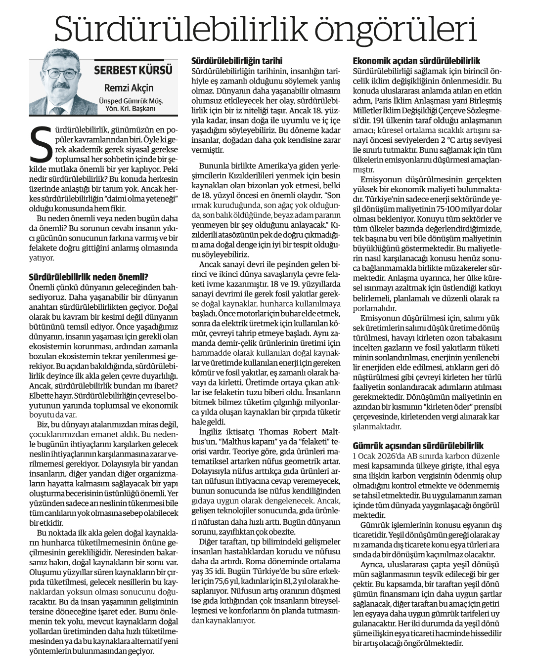 SÜRDÜRÜLEBİLİRLİK ÖNGÖRÜLERİ