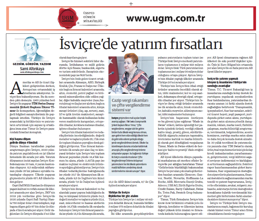 İsviçre’de Yatırım Fırsatları