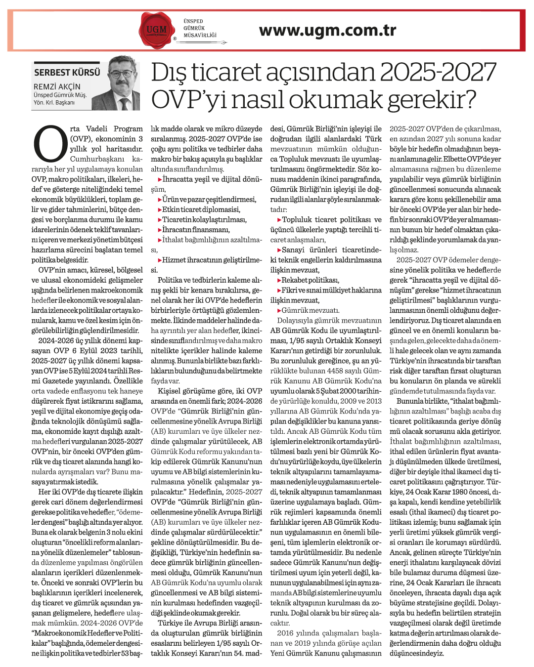 Dış Ticaret Açısından 2025-2027 OVP’yi Nasıl Okumak Gerekir?