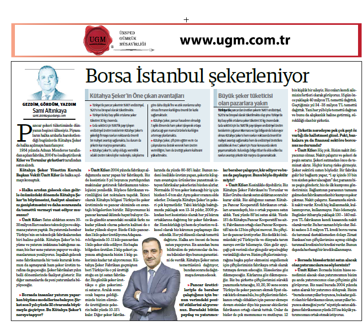 Şirket Danışmanımız Sami Altınkaya'nın " Borsa İstanbul şekerleniyor " başlıklı yazısı, 05.07.2021 tarihinde Dünya Gazetesi'nde yayınlandı.