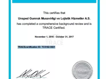 The Practices of our Company was Certified by being entitled to International TRACE INTERNATIONAL The Due Diligence Standard Certificate