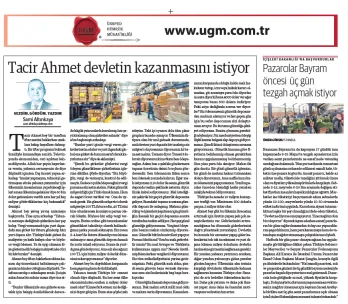 Our company consultant Sami Altınkaya's article entitled “Merchant Mr. Ahmet wants the state to win”...