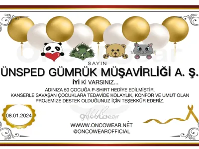 OncoWear’dan Şirketimize Teşekkür