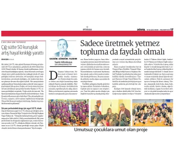 Our company consultant Sami Altınkaya's article entitled "It is not only enough to produce, but it s...