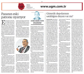 Our company consultant Sami Altınkaya's article entitled "Former boss of money warns" was published...