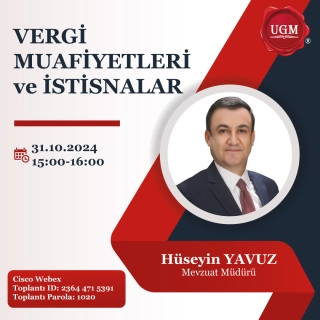 Vergi Muafiyetleri ve İstisnalar (31.10.2024)