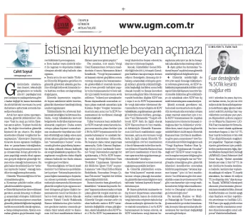 Our Board Member H. Cahit SOYSAL's Article entitled Disclaimer with Exceptional Value was Published...