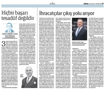 Our Company Consultant Sami Altınkaya's article titled "No Success Is A Coincidence" was published i...