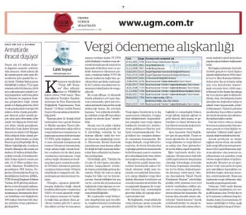 Our Board Member H. Cahit SOYSAL's Article entitled Habit of Not Paying Taxes Was Published On 20.03...