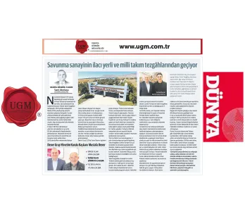 The article of UGM Corporate Communications Director Mr. Sami Altınkaya titled "Defense industry med...