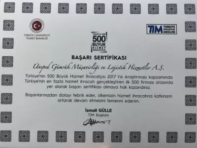We were One of "The first 500 Companies of Turkey which Performed the Highest Number of Service Exports"