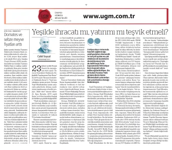Our Board Member H. Cahit SOYSAL's article "Should Exports or Investment be Incentıvızed ın Green?"...