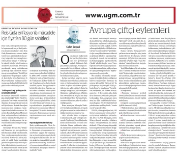 Our Board Member H. Cahit SOYSAL's article titled ''European Farmer Actions'' was published in ‘Nası...