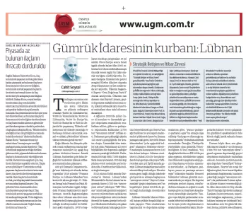 Our Board Member H. Cahit SOYSAL's Article entitled "The Victim of the Customs Administration: Leban...