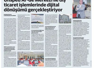 Our General Manager Rıza Mehmet Korkmaz said, "Ünsped is Realizing Digital Transformation in Foreign Trade Transactions with its R&D Center." His interview titled "How Bir Economy Newspaper" was published on 16.07.2024.